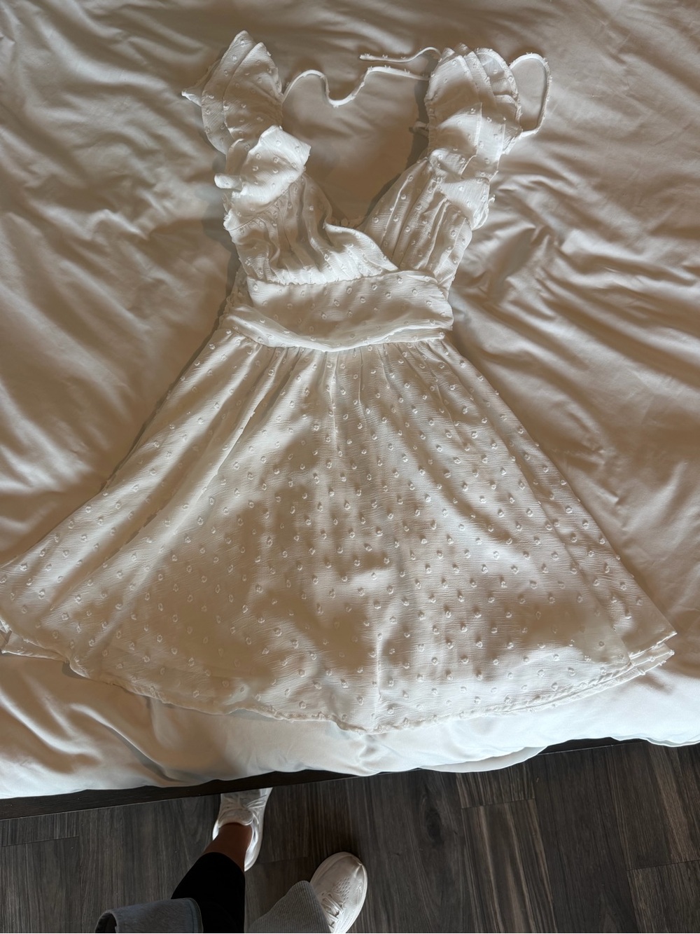 Altar'd State White Ruffled Swiss Dot Sundress for women/teen